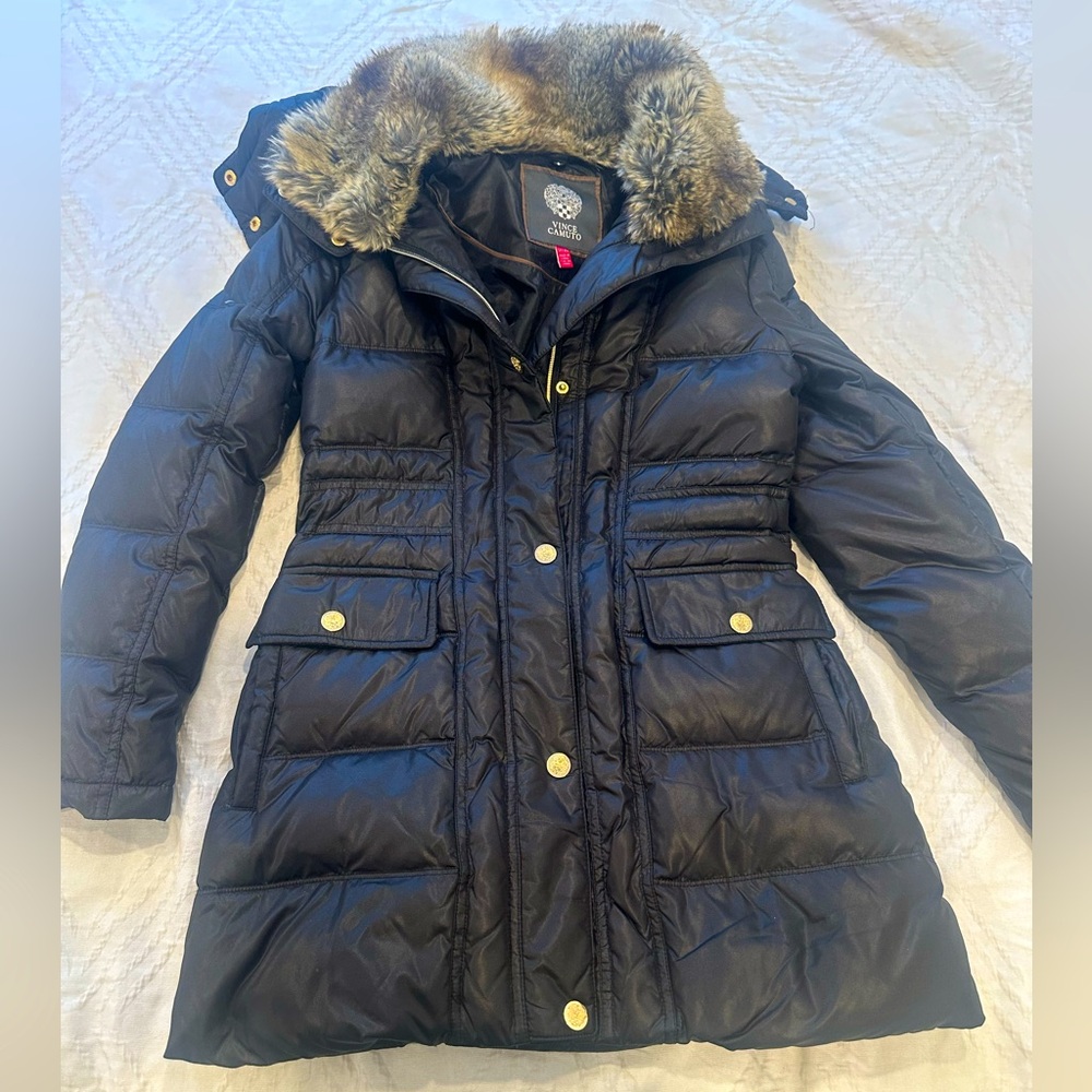 Black Vince Camuto Puff Coat Xtra Small